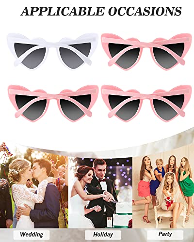 Flutesan 12 Pair Wedding Heart Shaped Sunglasses Bachelorette Vintage Cat Summer4