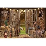 Duluxykl 7x5FT Western Cowboy Backdrop, Wild West Rustic Barn Backdrop, Western Theme Photography Background for Adults Kids Birthday Party Decorations Supplies, Polyester Fabric