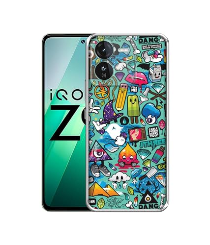 Image of Crazy Design Printed Silicon Soft TPU Back Case Cover for Iqoo Z9 5G, Multicolor