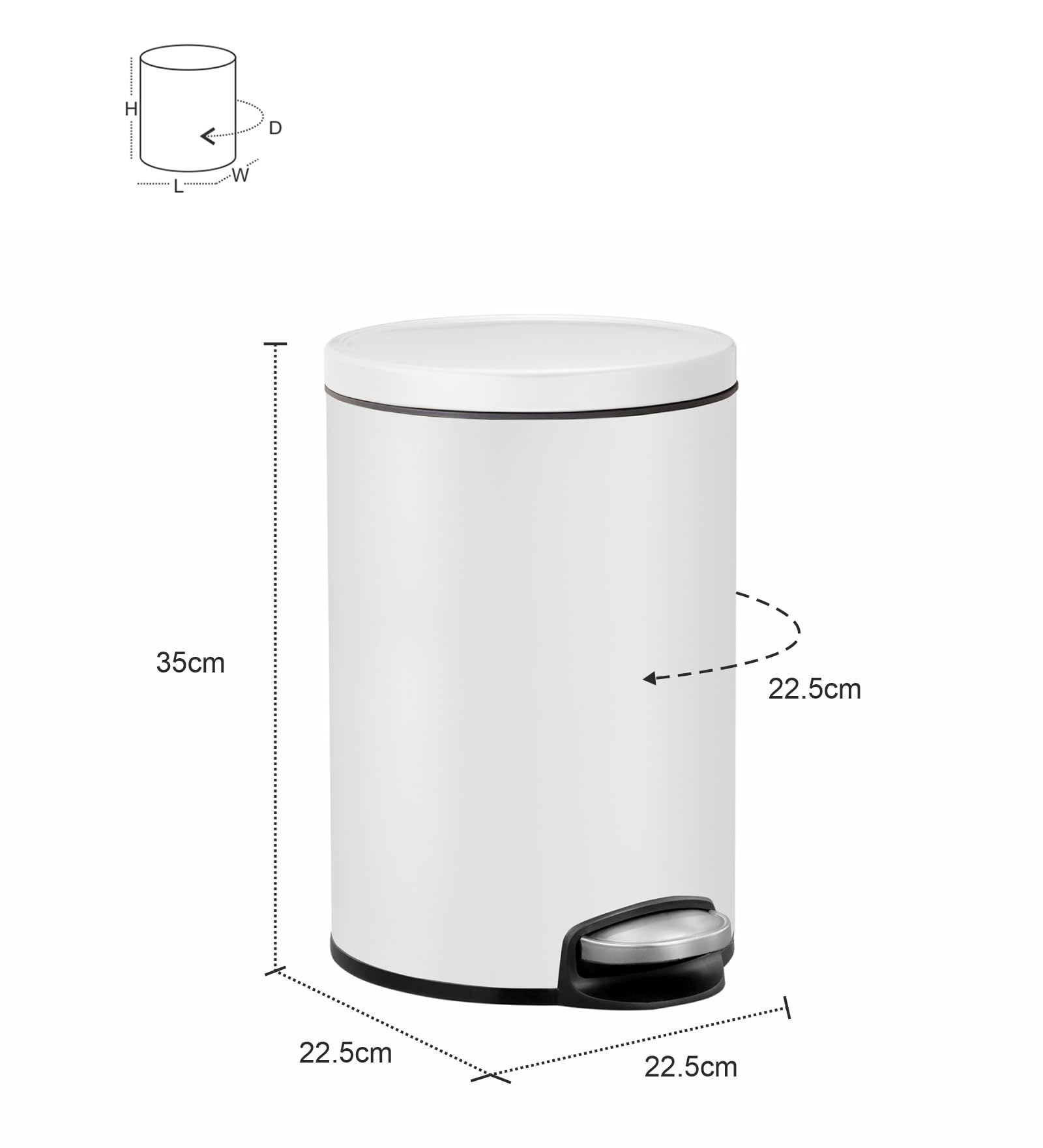 EKO Soft-Close Bathroom Trash Can - 8L Stainless Steel -6 EKO Soft-Close Bathroom Trash Can - 8L Stainless Steel -6