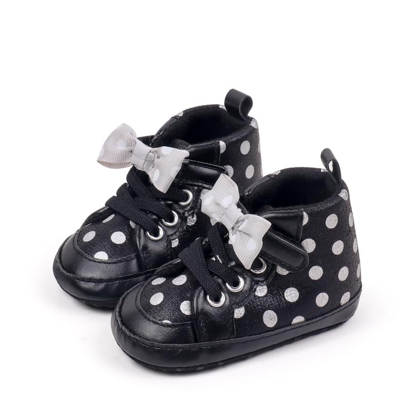 Baby Girls Soft Sole High Top Ankle Solid Sneakers, Sport Newborn Infant First Walkers Shoes