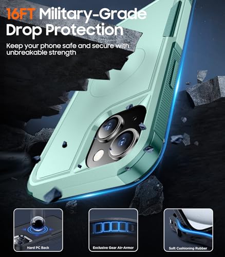 Coque iPhone 15 robuste premium compatible Magsafe couleur vert clair
