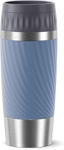 Emsa Easy Twist Travel Mug, Stainless Steel Plastic Silicone, Aqua-Blue, 360 ml