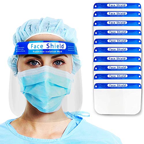 Reusable Face Shield, 12 PCS Plastic Safety Face Shield Adjustable Transparent Full Face Anti-spitting Protective Mask Hat Protect Eyes and Face Protection