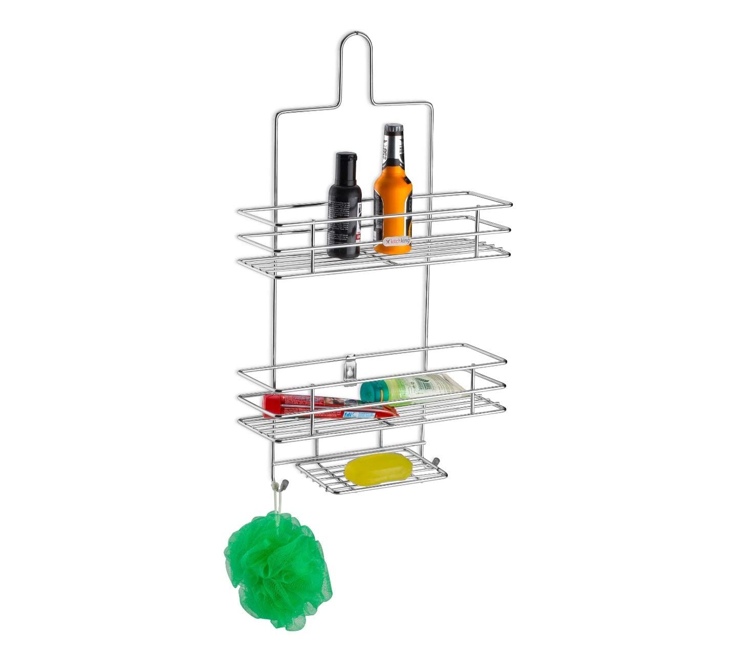 Swadhin Stainless Steel 3 Layer Hanging Shower Caddy Shower Rack Shower Hanging Shelf Bathroom Storage Organizer Basket Holder for Shampoo Conditioner Soap Bath Accessories Shower Caddies 4