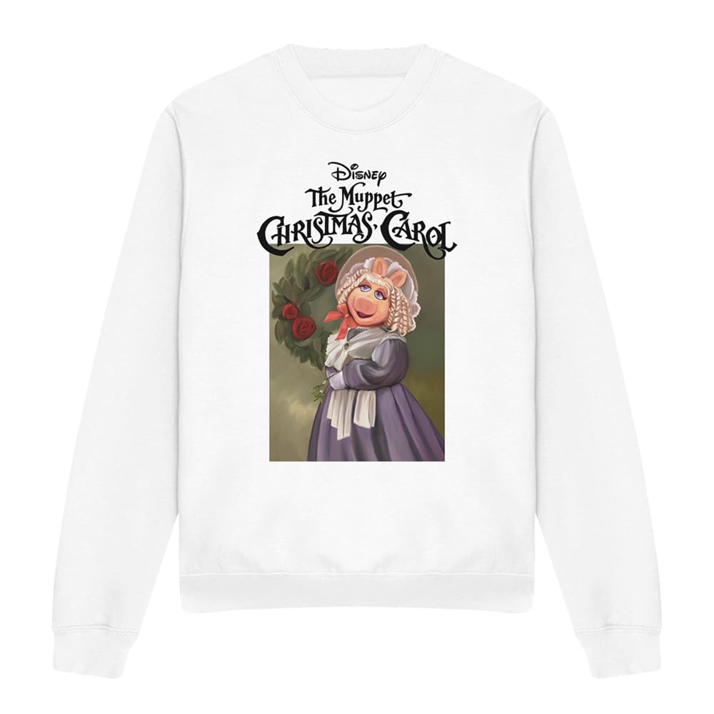 Disney Unisex The Muppets Christmas Carol Miss Piggy Sweatshirt, White | Size: Large
