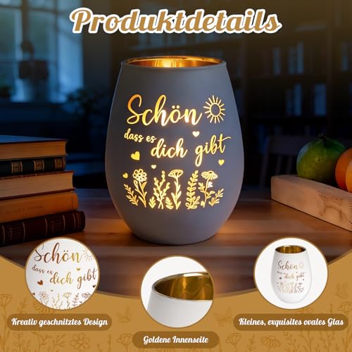 Schön DASS Es Dich Gibt Geschenke,Windlichter Geschenke für Frauen,Windlicht mit Spruch Set enthalten Kerzen, Aufbewahrungsbeutel, Grußkarten, Geburtstagsgeschenk für Frauen, Frau