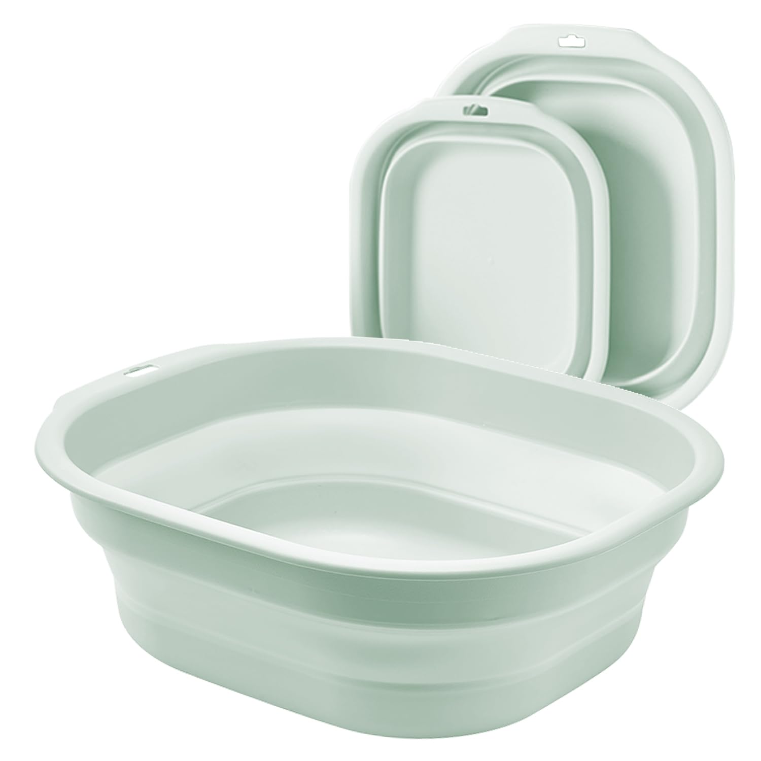 Lot de 2 lavabos pliables de petite et moyenne taille pour cuisine, camping, camping-car, biberons, linge, lavabo en plastique – Vert