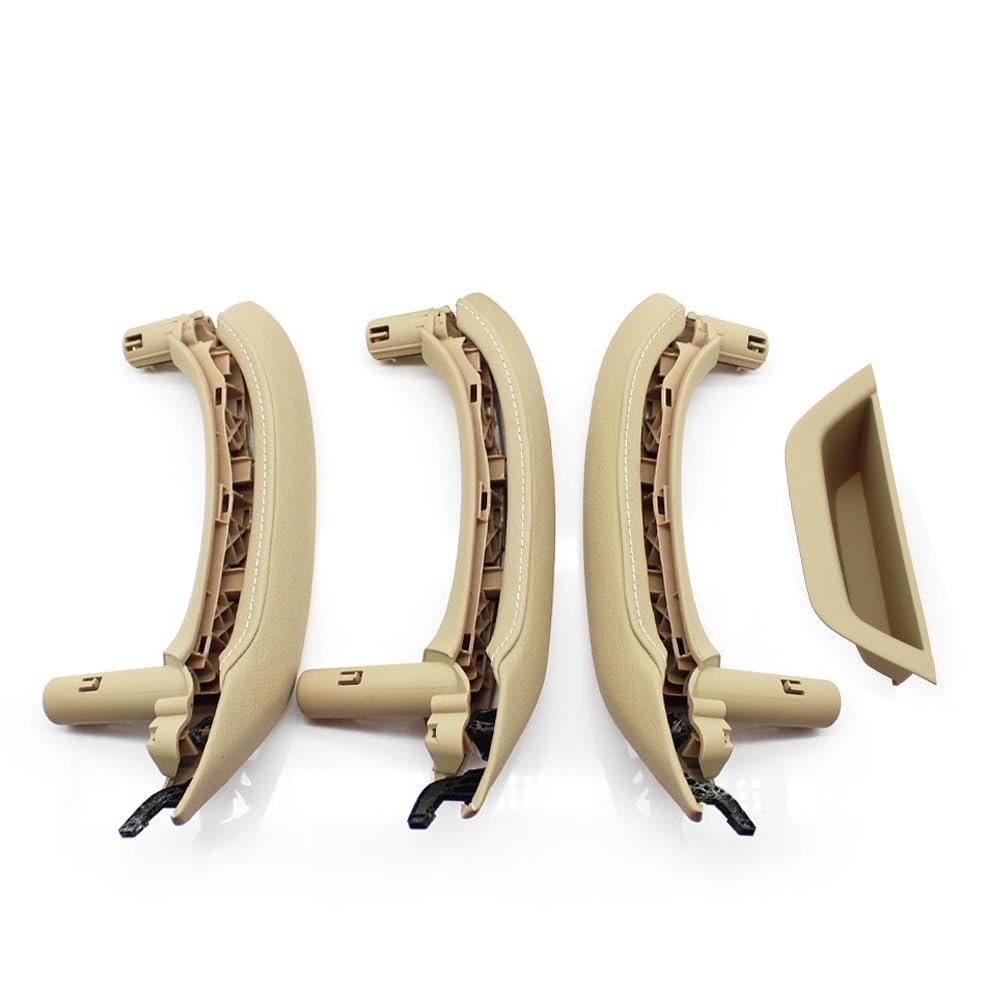 JYJYGDM LHD RHD Interior Door Armrest Inside Pull Handle with Leather Cover Full Set Assembly for BMW X3 X4 F25 F26 2010-2016(RHD 7PCS Beige)