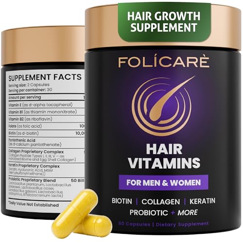 FOLICARE Biotin Hair & Nail Vitamins with Collagen & Keratin
