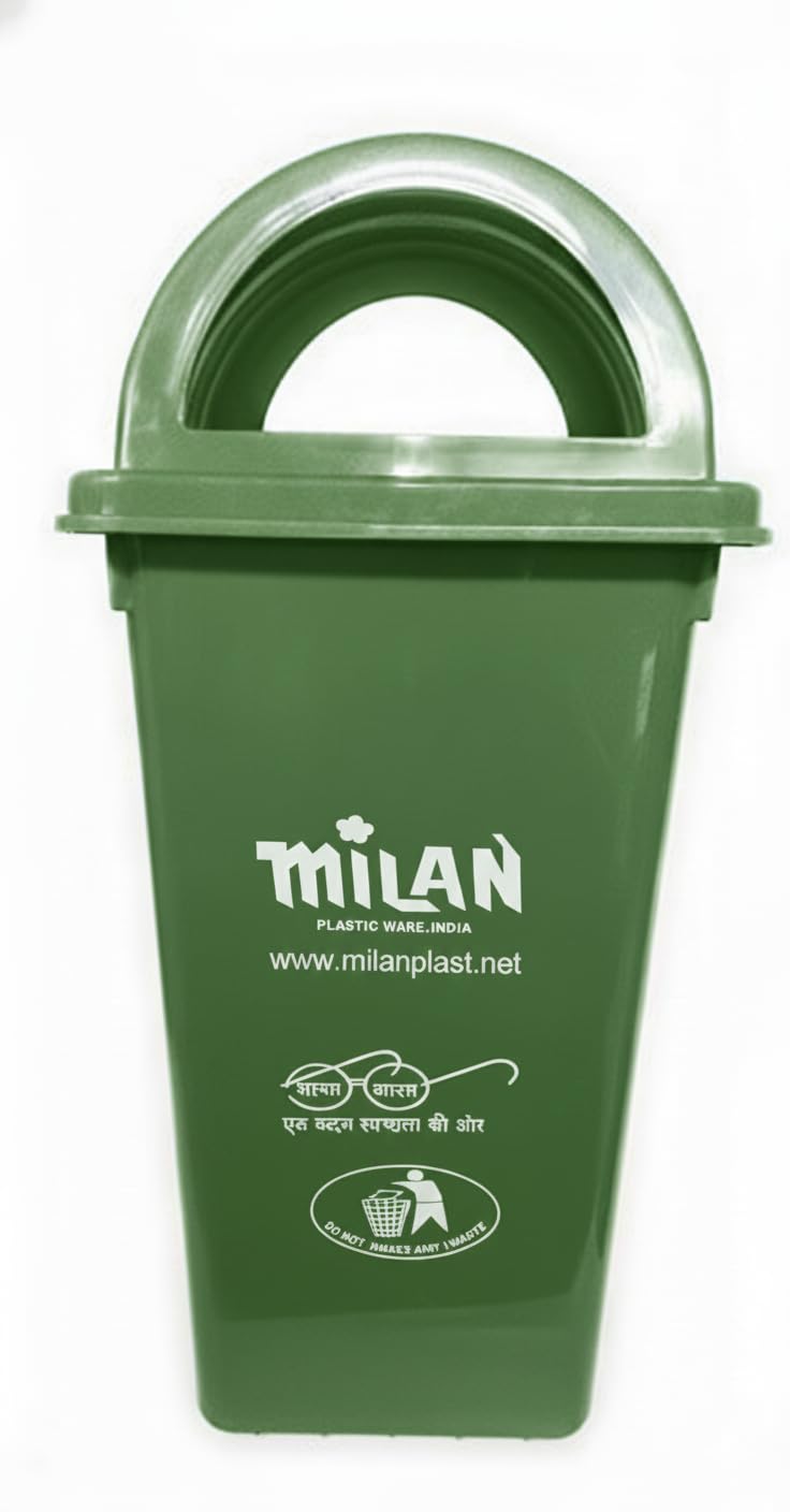 Milan Plastic Garbage Dustbin With Dome Lid 60 Litre Green-image-20