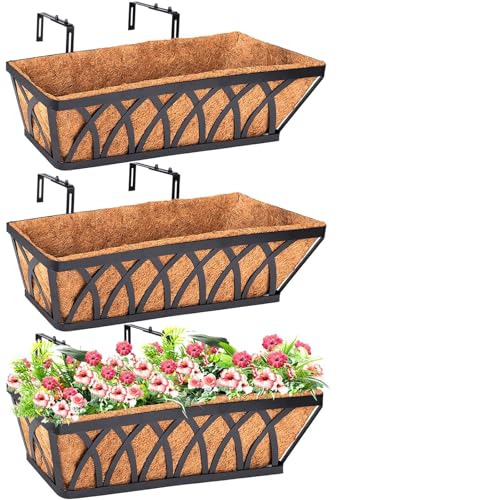 LCHUANG Deck Railing Planter Window Box - 3 Pack 24 Inch