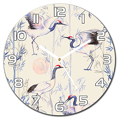 Horloge en verre lisible aiguilles blanches cuisine 30cm