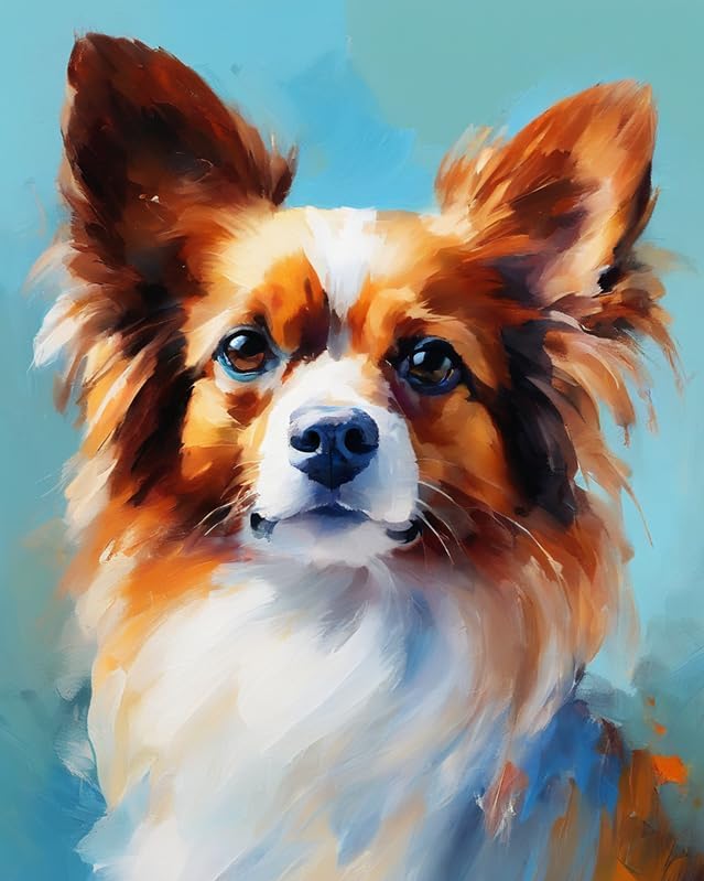 ZMHZMY DIY Paint by Numbers for Adults Papillon Dog DIY Painting by Number Kits Oil Paint Drawing Canvas Home Decor,40x50cm Without Frame
