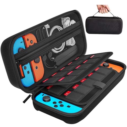Qniceone Nintendo Switch Oled Case, Nintendo Switch Bag with 20 Card Slots, Game Traveler Switch Case, Protective Hard Portable Adjustable Travel Carring Switch Case Switch Accessories