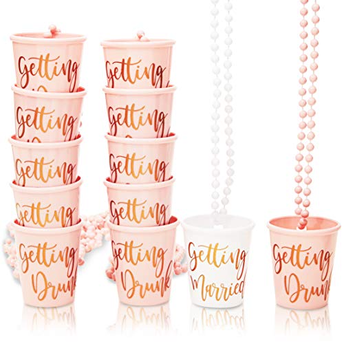 Beaded Bridal Shot Glass Necklaces for Bachelorette Party Supplies 12-Pack