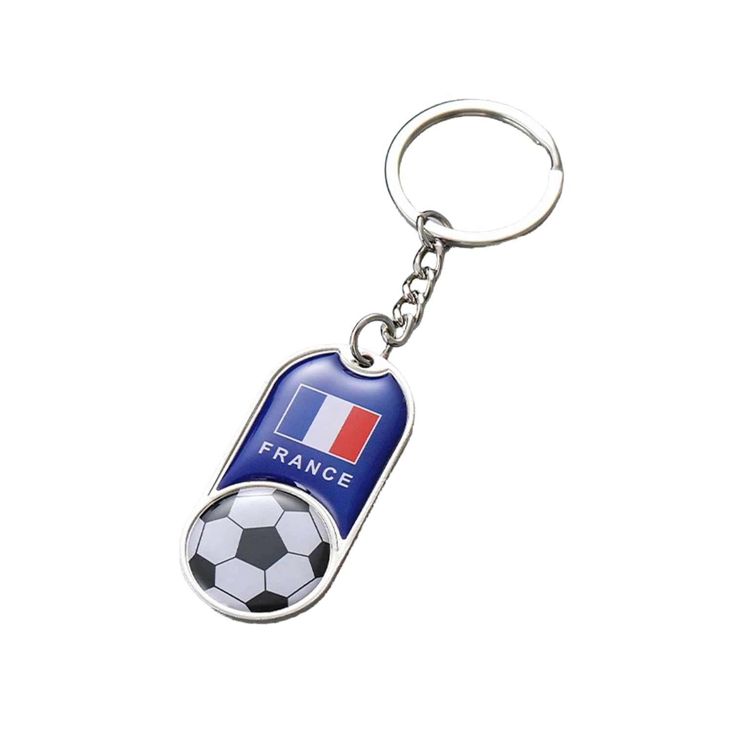 YAZVNTO Football Fan Keychain with France National Flag Design Keyring, Portable Metal Key Chain for Soccer Supporters, International Tournament Fan Gift Souvenir Accessory,A Style-a