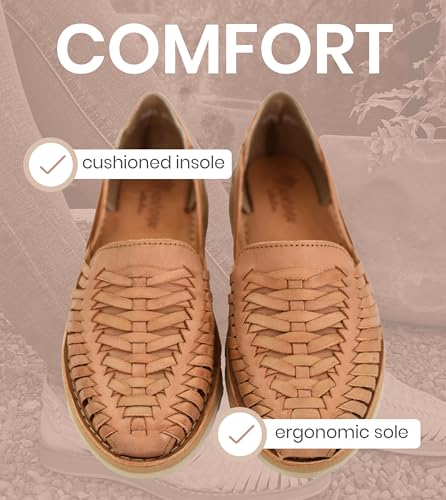 Image of Macarena Collection Womens Shoes Leather Sandal Flat for Women | Huarache Handmade Mexican Sandals | Comfortable & Stylish Womens Sandals 3050