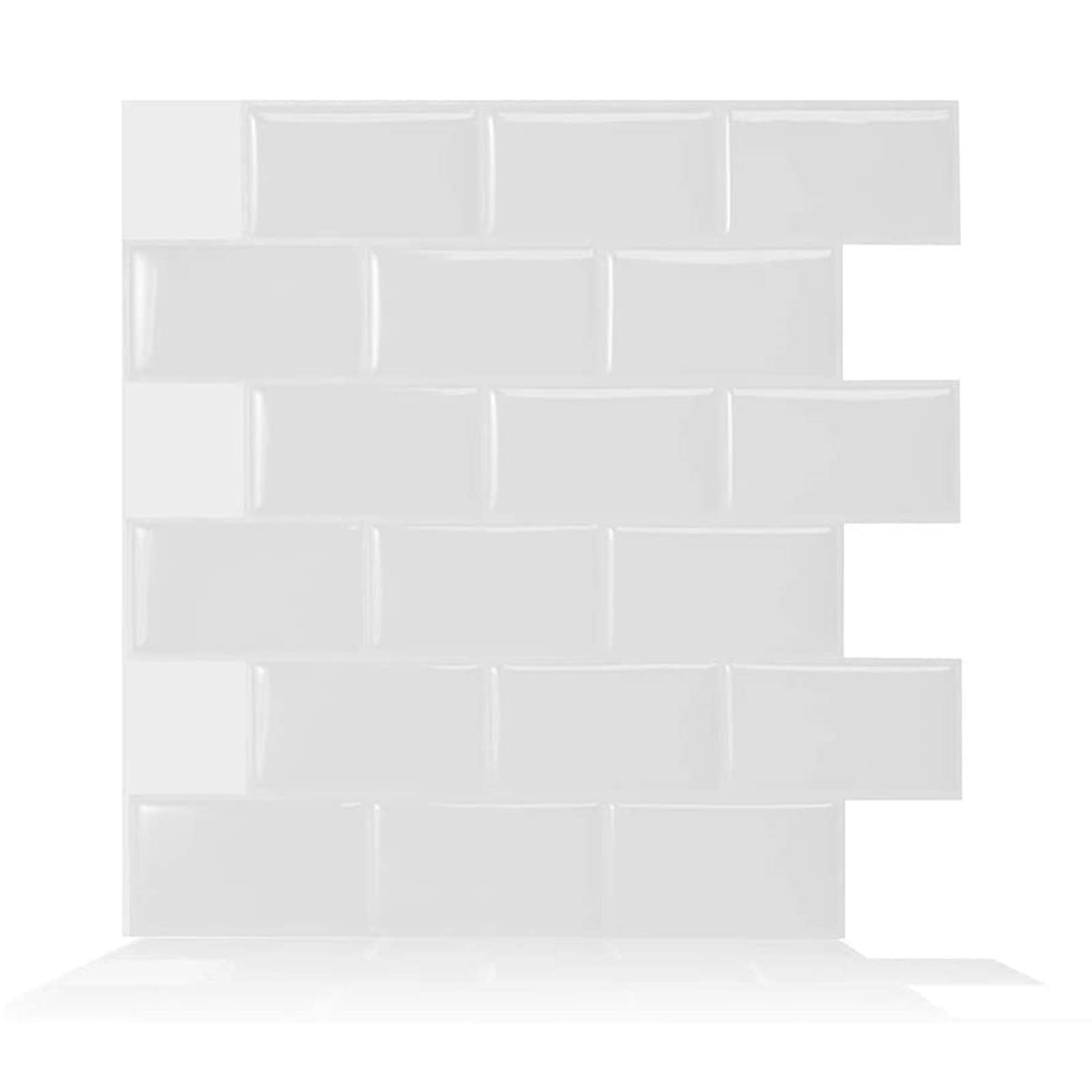 Cocotik 12"x12" Peel and Stick Backsplash, Self-Adhesive Waterproof Wall Tile, 10 Sheets (White with White Grout)