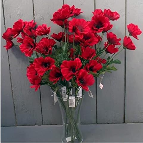 10 x Artificial Red 45cm Poppy Flowers Cover