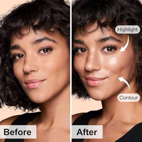 Boobeen Highlighter Contour Makeup Palette Bronzer Blush Highlight Contour Powder Set, Matte and Glow Face Illuminator Highlighter Contouring Palette with Brush - Image 7