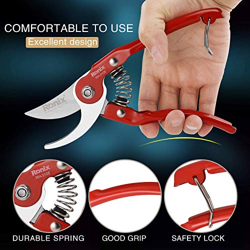 Ronix Bypass Pruning Shears (RH3108), Garden Clippers, Hand Pruners, Garden Shears, Pruner, 8