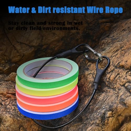Image of RENIAN 5 Bright Colors Gaffer Tape Sets Neon Fluorescent 0.39in x 32.8ft with Electrical Tape Holder Hanging Rope for Photography Film Theater Stage Floors Pinstripe Marking