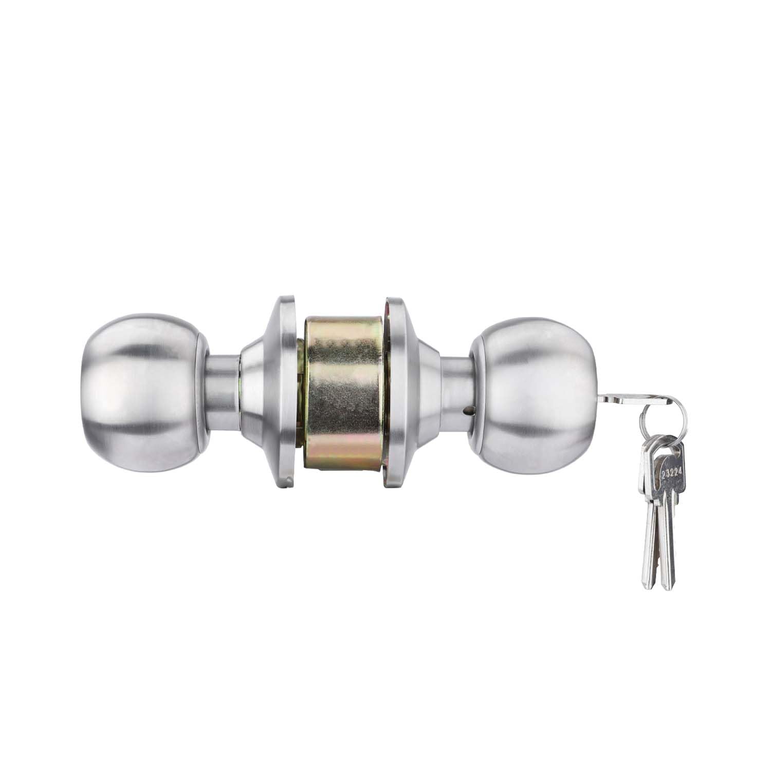 Godrej Cylindrical Lock I with 3 Keys I Classic Range I for Bedroom, for Home & Office I Suitable for Left/Right, Inside&Outside Opening Doors I Basket 70mm I Satin Steel Finish I 5 Years Warranty