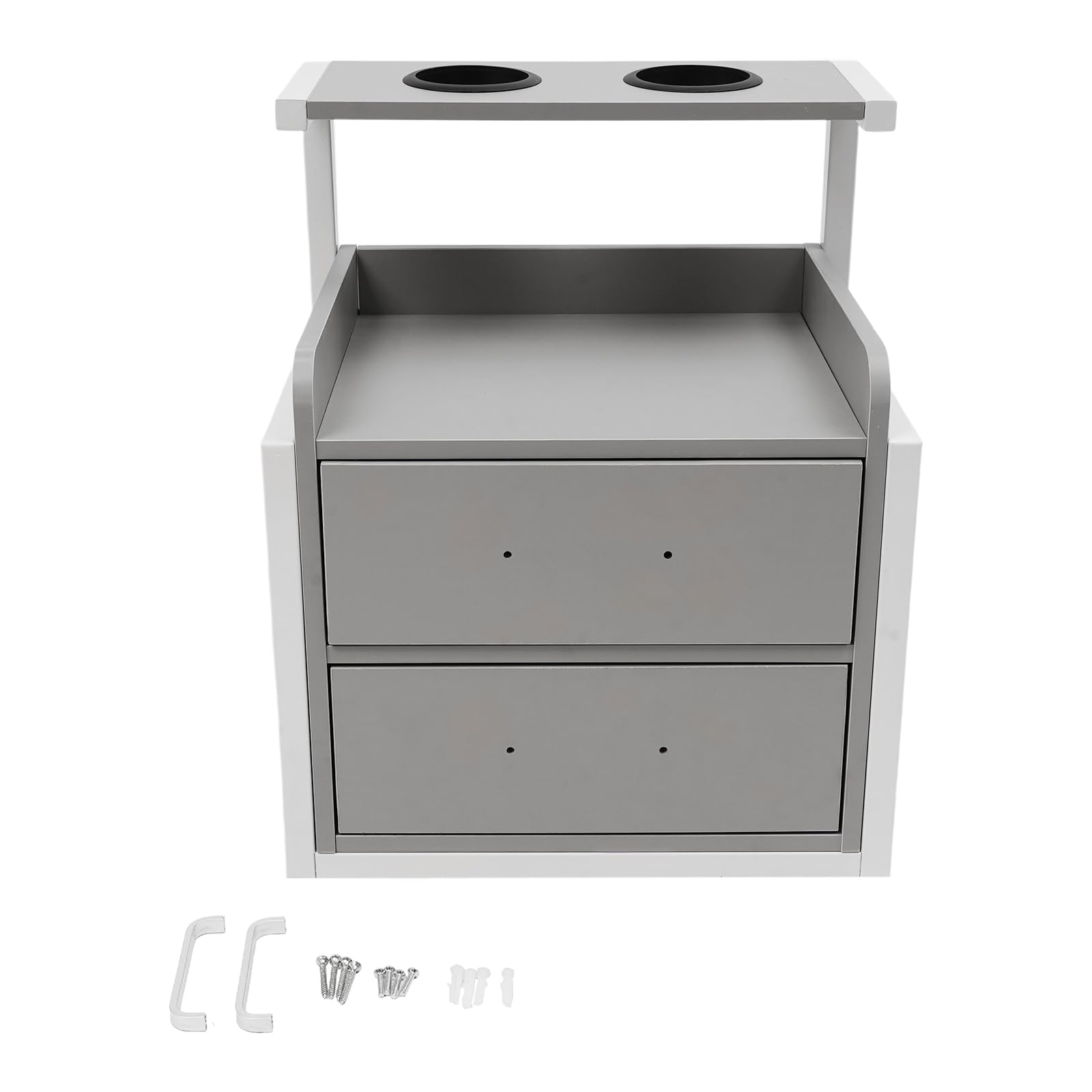 Mehrzweck Hängeschrank, Werkzeugschrank für Friseur, Salon Wandschrank mit Haartrockner-Halterung und Schubladen, Friseur Zubehör, Beauty Wandschrank, Nachttisch, 40 * 30 * 48cm (Weiß)