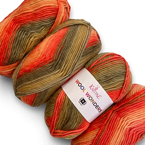 Image of Wool Wonders Yarn for Crocheting, 4-Pack (640Yds / 400G), Free Patterns - Wool Yarn for Knitting - Aran /Heavy #4 Medium Worsted Weight - Orange Campfire