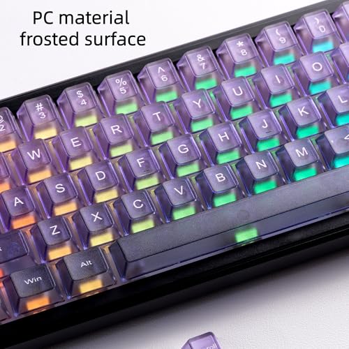 Image of dagaladoo Gradient Purple Frosted keycaps,Translucent Keyboard keycaps,Jelly Key caps Set,Shine Through Key caps,Cherry Profile Keyboard caps for Mx Switches Mechanical Keyboard(115key)