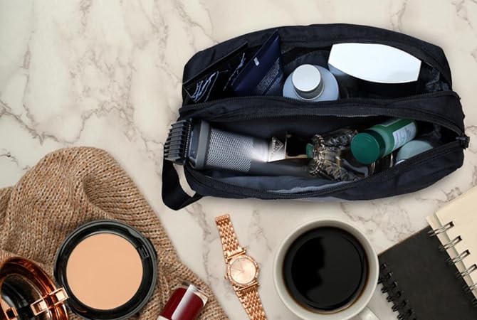 Image of Sfane Portable Travel kit, Travel Pouch for Men & Women Makeup Pouch, Travel Essentials Travel Organizer Toiletry kit Bag for Men, Travel Kit for Toiletries, Wash Bag (Jet Black)