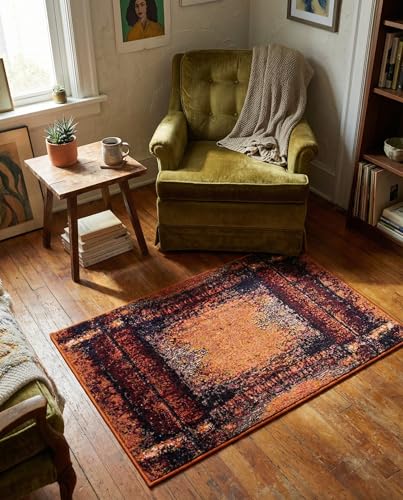 Tapete 2x3 naranja de poliéster Rugs.com miniatura 5