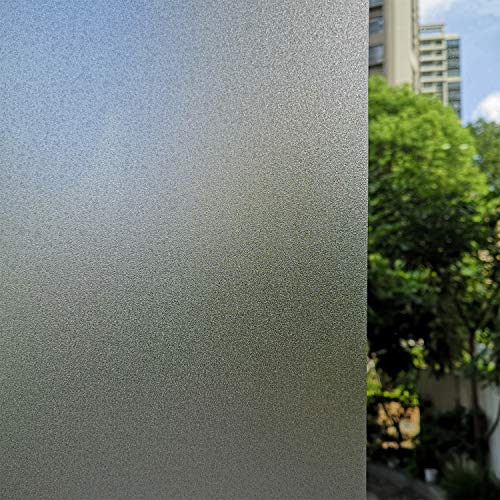 TOTIO Películas de privacidad para ventana estática, no adhesivas, color blanco mate – Películas de vidrio esmerilado antiUV estáticas de vidrio opaco para oficina, hogar, baño o cristal