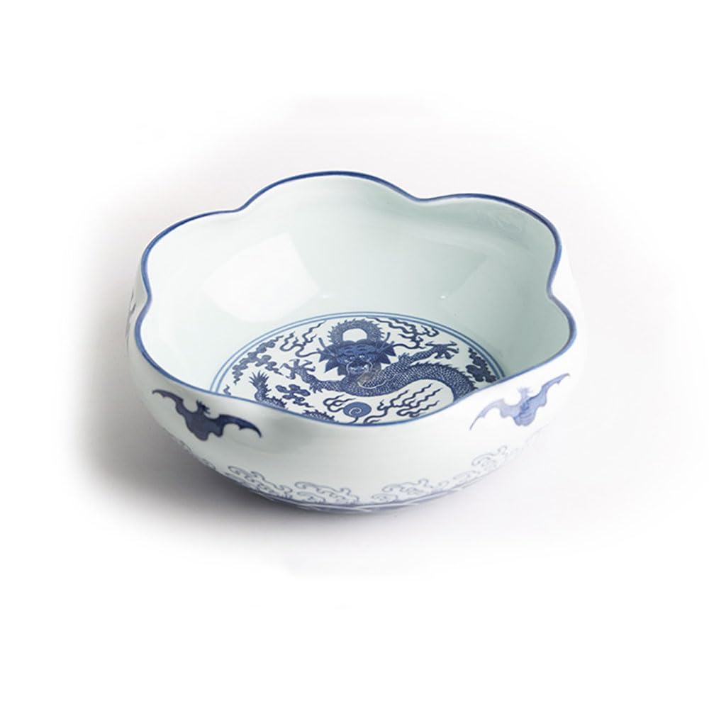 asdchZen No-Porous Ceramic Flower Pot Bonsai Pots Flowerpot Lotus Flower Decor Ceramic Planting Bowl Planting Pot Suction Cup Flower Pots Growing Pots One Leaf Lotus Ceramics Flow,White-24 * 7cm