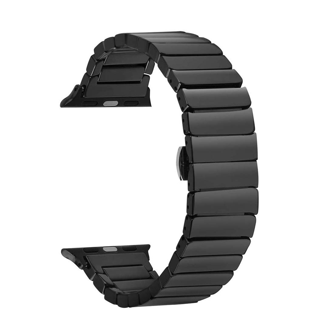 Dealfreez Ceramic Smart Watch Band Butterfly Buckle Strap 38 MM/40 MM For Apple Watch Series 4/3/2/1 (Black)