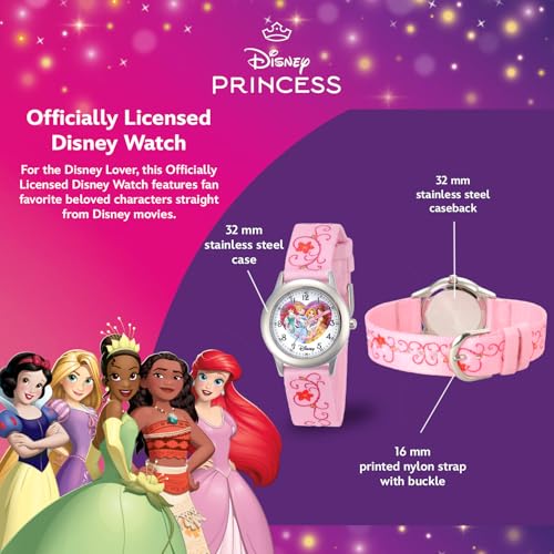 Disney Princess Kids' Stainless Steel Time Teacher Analog Strap Watch3