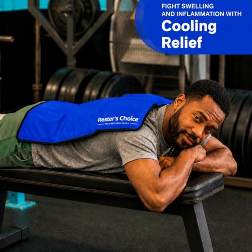 Image of Cold Therapy Gel Pack - Large 13x21.5 inch Ice Pack for Back, Knee, Legs, and Shoulders - Cold Ice Gel Pack Reduces Pain and Swelling from Injury and Surgery - Blue Cold Compress Pack by Rester's Choice
