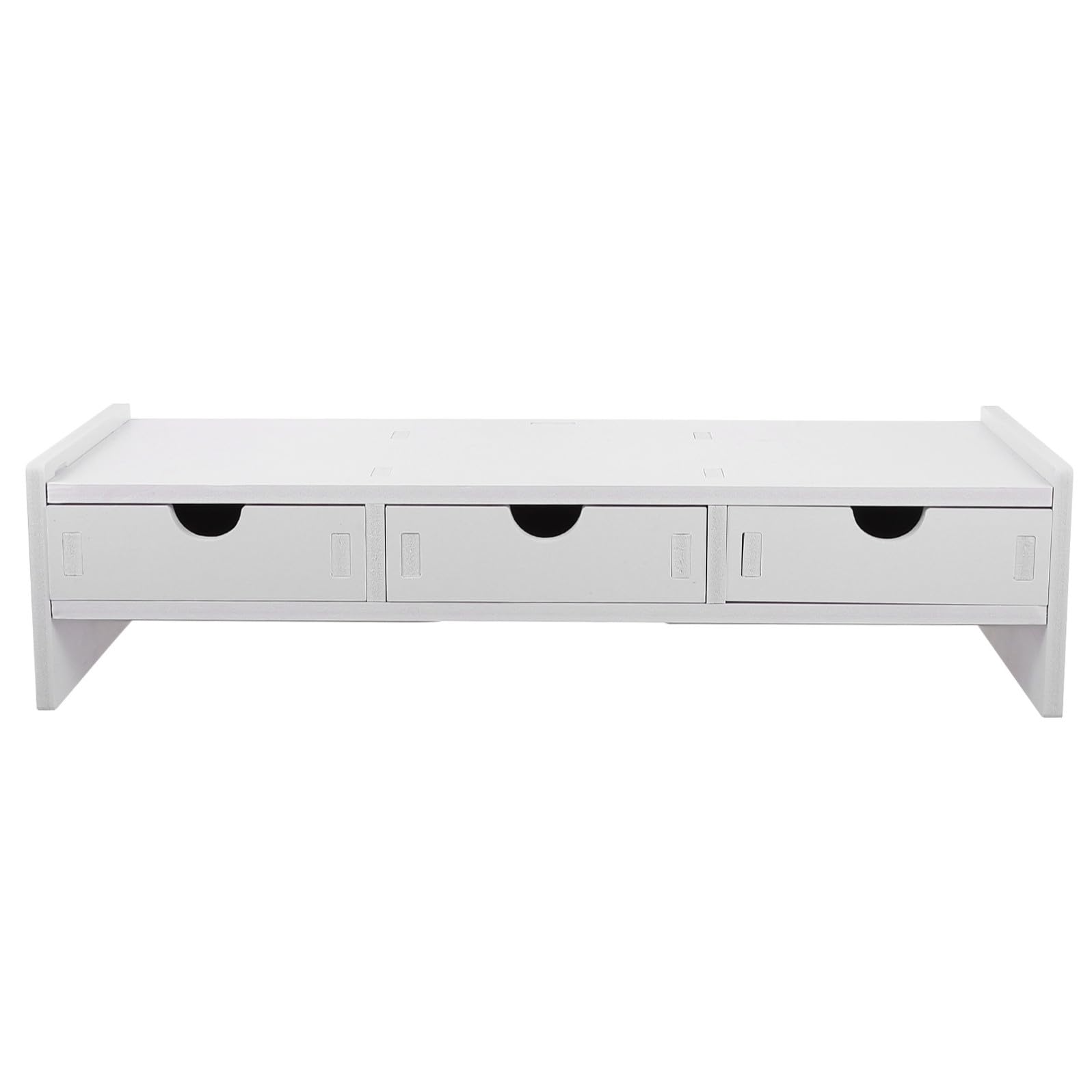 Support de Moniteur Blanc à Trois Tiroirs en Pvc, Rehausseur