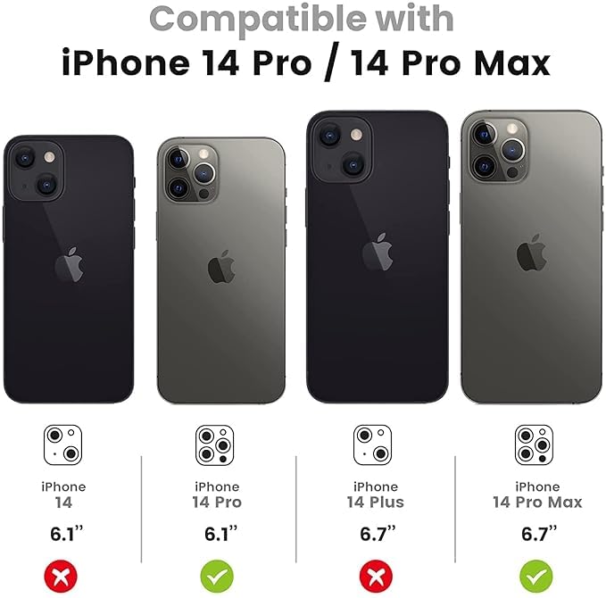 Image of Camera Lens Protector for iPhone 14 Pro 6.1-Inch & iPhone 14 Pro Max 6.7-Inch, Full Coverage 9H Tempered Glass Ring Cover, Matte Metal Plate, Case Friendly (Silver)