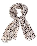 eFuture(TM) Apricot Fashion Soft Chiffon Black Cat Prints Ladies /Women Long Scarf Shawls +eFuture's nice Keyring