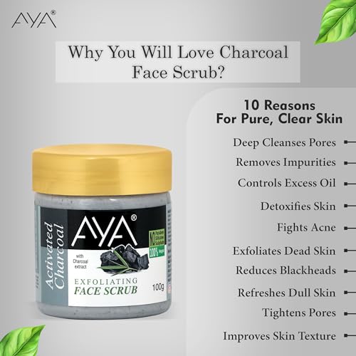 Image of AYA Coffee and Charcoal Tan & Dead Skin Removal Scrub For Face & Body (100 Ml+100 Ml)|Exfoliating & Brightening Scrub|Blackhead Remover,Whitehead Remover,Detan Pack I Face Scrub For Women & Men