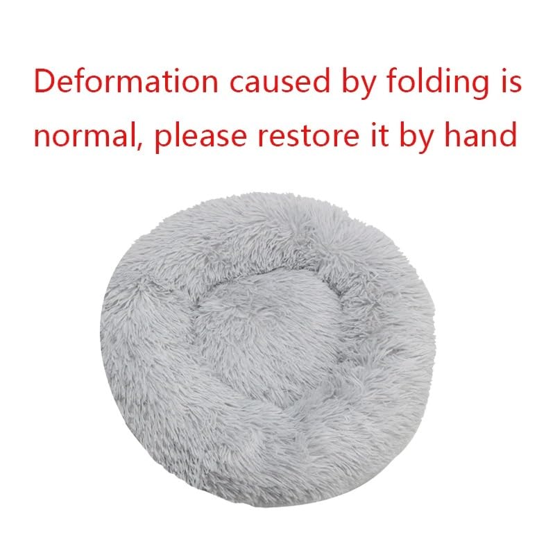Zentaurus Hundebett, rund, Bett für Hunde und Katzen, aus weichem und flauschigem Plüsch, Dunkelgrau, 70 cm