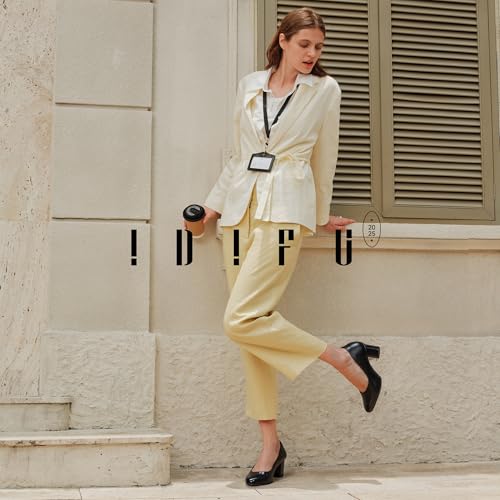 IDIFU IN2 Women's Pumps Closed Round Toe Low Block Chunky Heels Short Small Thick Heels Wedding Bridal Homecoming Work Prom Dress Shoes for Women Comfortable Cute Dressy Formal Classic Pumps Shoes3