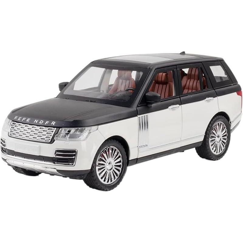 Image of PINQUE Kids New Car 1:24 Refender Diecast Alloy Metal Pull Back Car with Openable Doors Music Sound and Light Vehicle Toy Car for Boys (White)
