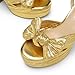 DREAM PAIRS Women's Chunky Platform Heels Sandals Pleated Bow Knot Ankle Buckle Strap Heeled Sandals Open Toe Comfortable Wedding Party Dress Shoes,Size 10,GOLD,SDHS2415W