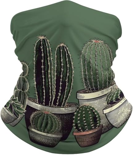 Protección UV Polainas de Cuello,Cactus Verde,Pasamontañas Elegante Cuello Pañuelo para Motocicleta Cámping Ciclismo 26X30cm