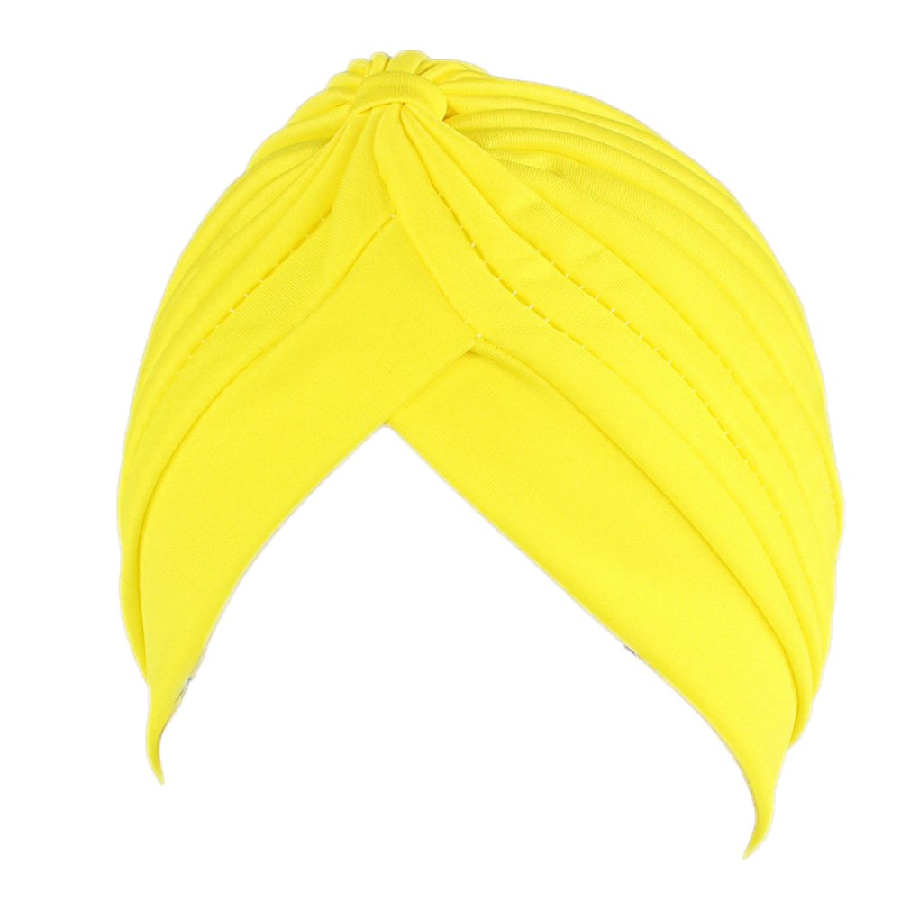 COMVIP Womens Twisted Pleated Stretchable Swim Bathing Turban Cap Yellow
