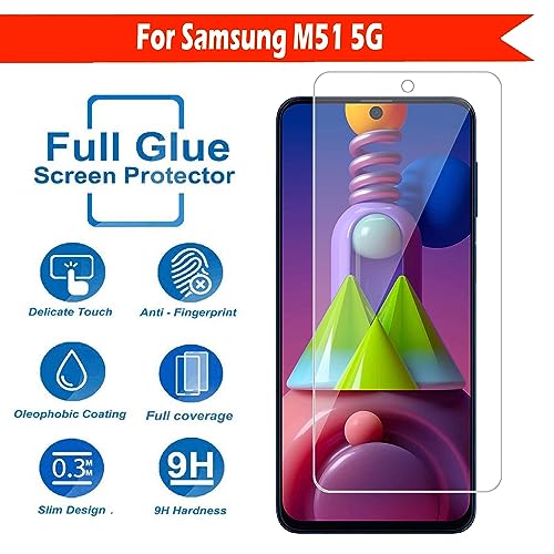 Image of Tempered Glass Screen Protector Compatible for Sam sung Galaxy M52 / M51 / M62 / F62 / A71 Tempered Glass with Full Screen Coverage; Except Edges and Easy Installation Kit(Transparent), Pack of 1