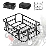 PIREKZUNT Bike Basket, 18"X13"X6" Bicycle Basket Rear with Liner,Waterproof Cover,Cargo Net Large Rear Removable Metal Bike Basket, Heavy Duty Bicycle Rear Basket for Most Bikes and E-Bike